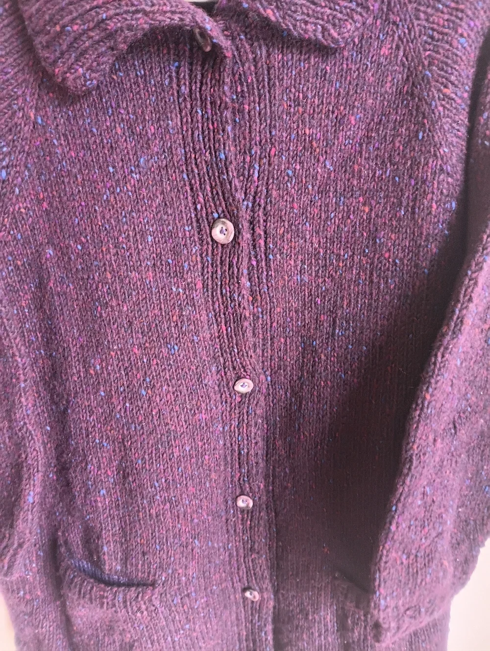 Vintage Handmade Cozy Purple Button-Front Women’s Sweater Cardigan Grandmacore - Picture 8 of 12